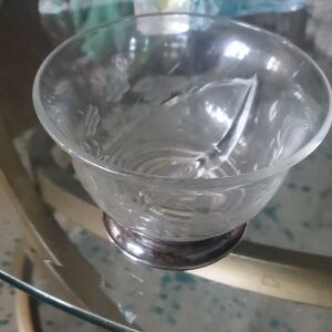 Elegant Clear Glass Bowl with Silver Base